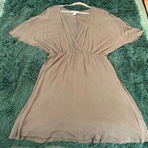 Olive cotton V-neck dress